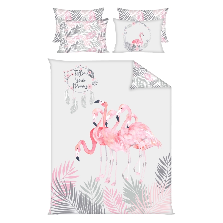 Pościel bawełniana z płótna 160- Flaming, rozłożone na łóżku